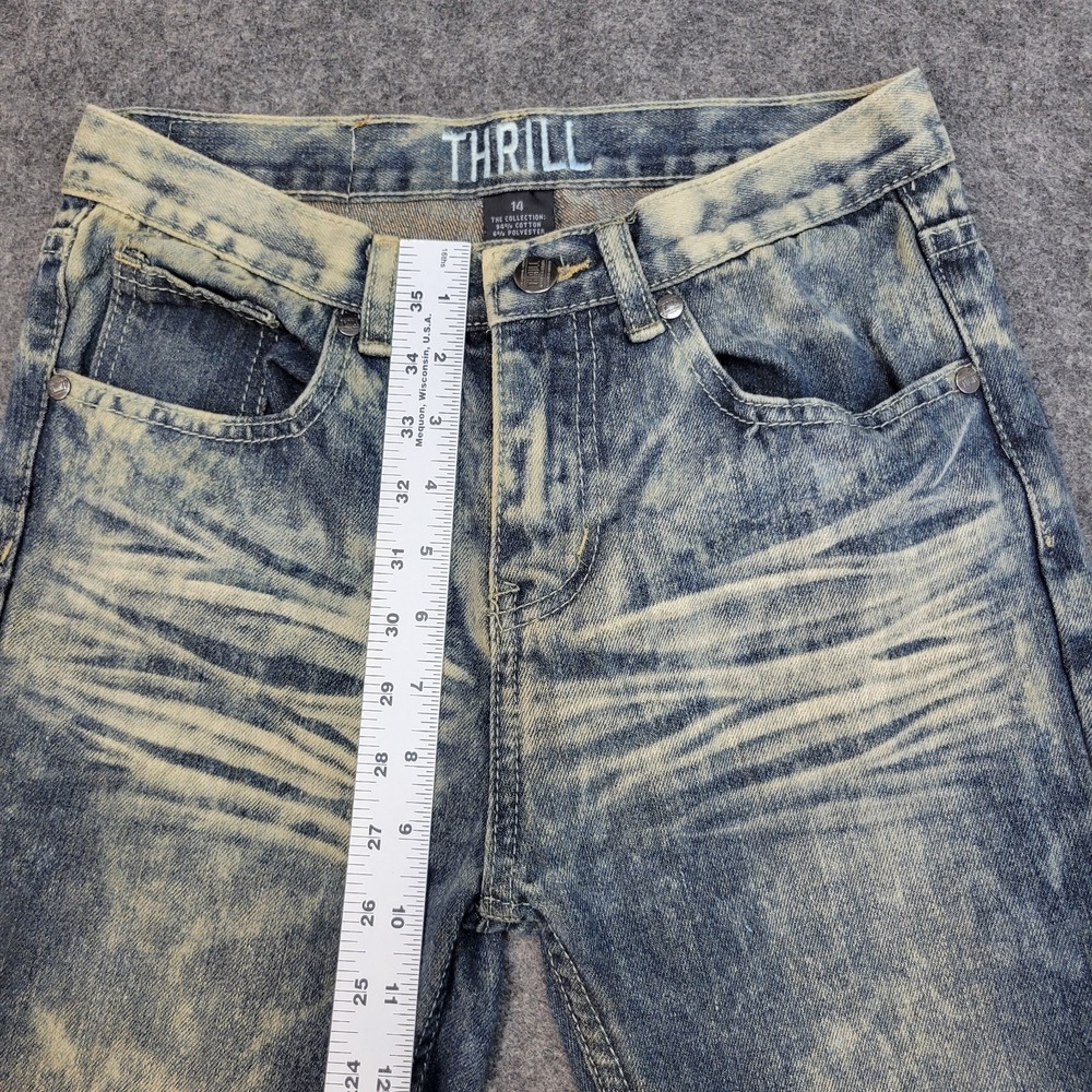 Thrill Jeans Womens 14 Blue Acid Wash Boho Streetwear Streetwear Punker Grunge - Picture 9 of 12
